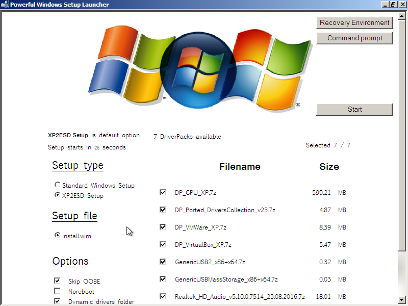 XP2ESD Setup XP2ESD Setup